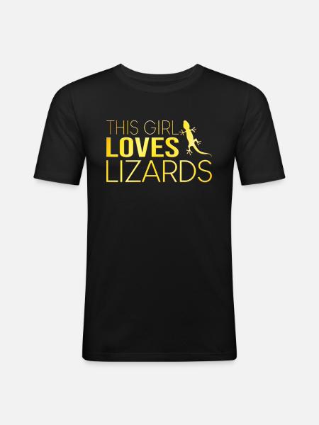 This girl loves lizards - Men's Slim Fit T-Shirt - black