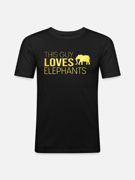 This guy loves elephants - Men's Slim Fit T-Shirt - black
