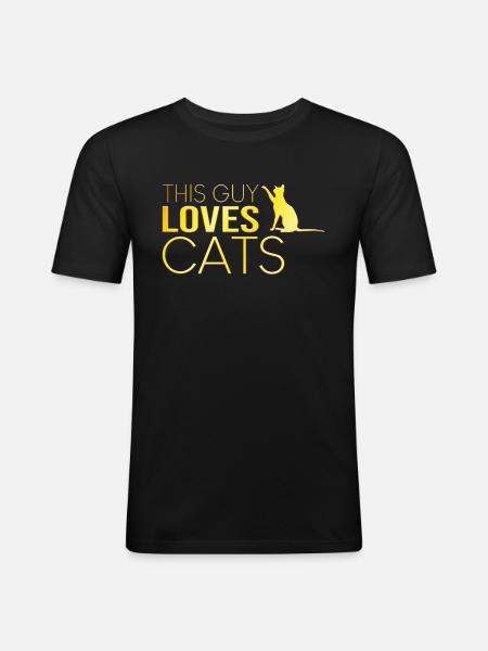 Typ Katze Spruch - Männer Slim Fit T-Shirt - Schwarz