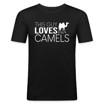 Typ Kamel Spruch - Männer Slim Fit T-Shirt - Schwarz - Vorne - Nik (191cm)