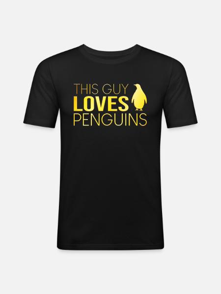 Typ Pinguin Spruch - Männer Slim Fit T-Shirt - Schwarz