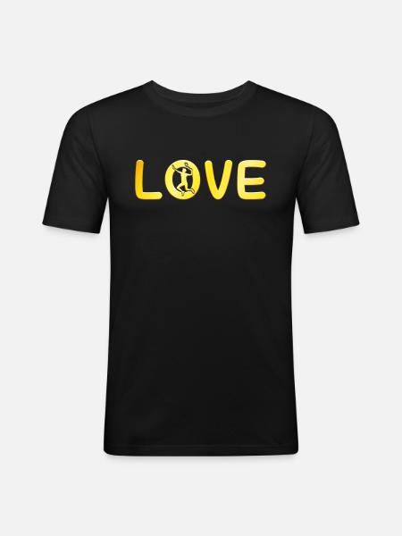 Badminton Liebe - Männer Slim Fit T-Shirt - Schwarz