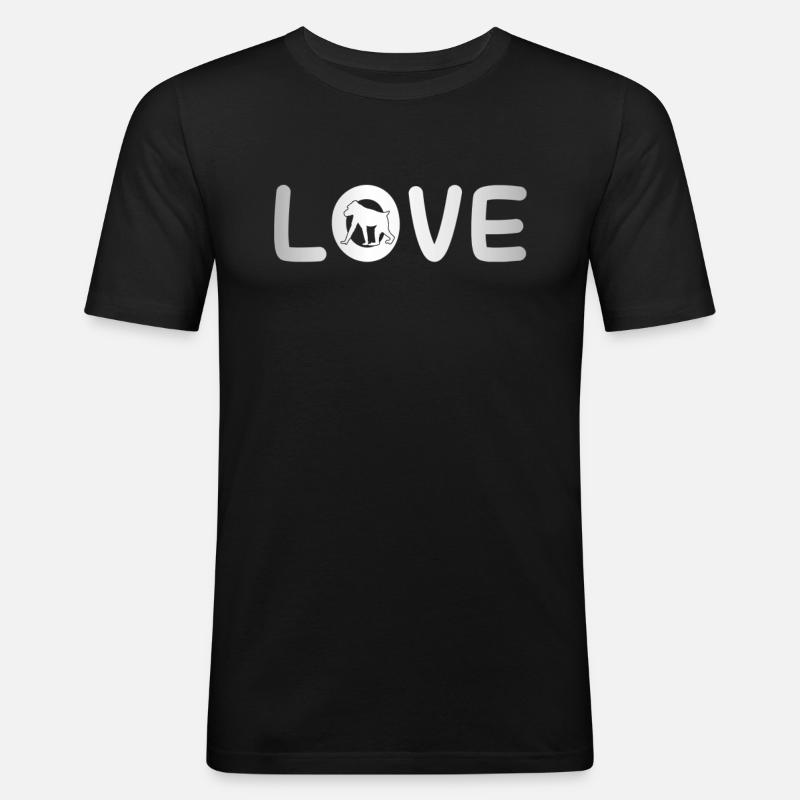 Affe Liebe - Männer Slim Fit T-Shirt - Schwarz