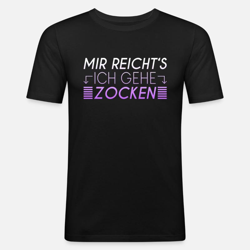 Zocken Spruch - Männer Slim Fit T-Shirt - Schwarz
