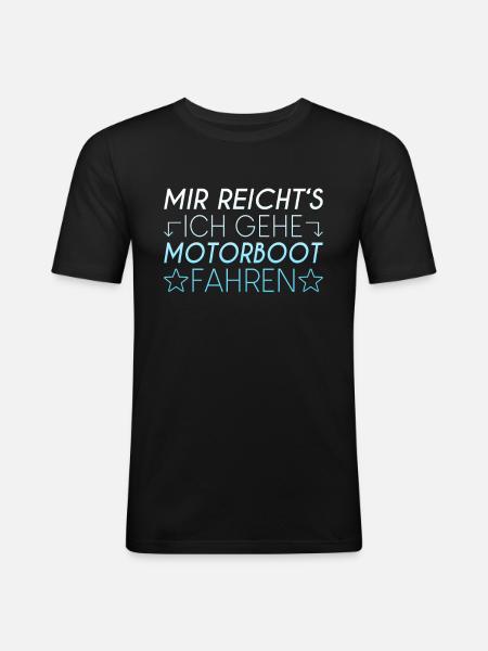 Motorboot Spruch - Männer Slim Fit T-Shirt - Schwarz