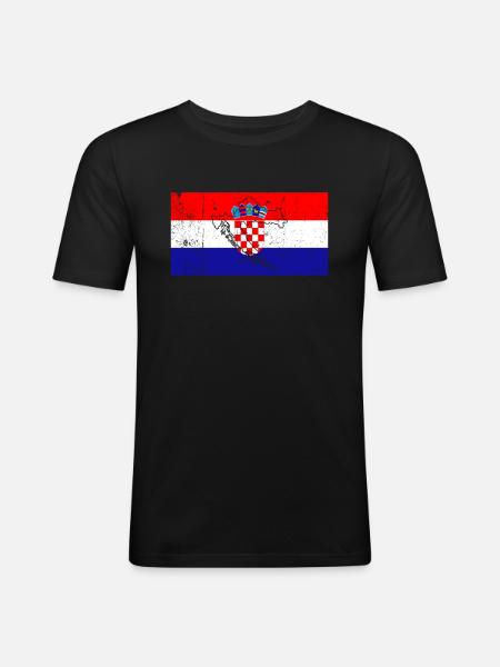 Croatia Flag - Men's Slim Fit T-Shirt - black