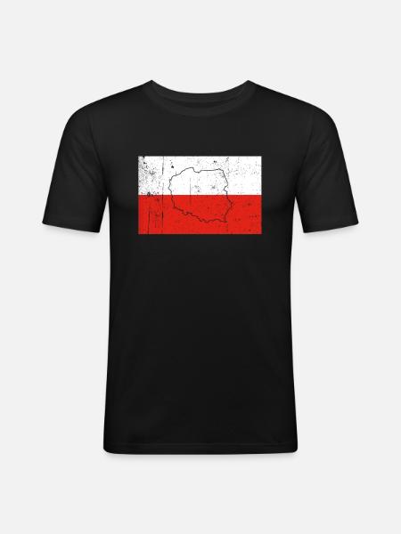 Poland Flag - Men's Slim Fit T-Shirt - black