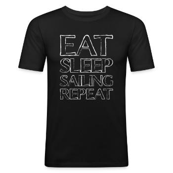 Manger sleep sailing - T-shirt près du corps Homme - noir - Devant - Nik (191cm)