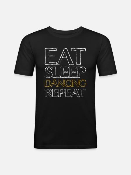 Manger sleep dancing - T-shirt près du corps Homme - noir