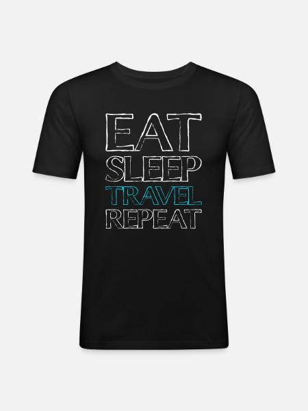 Eating Sleep Travel - Men's Slim Fit T-Shirt - black