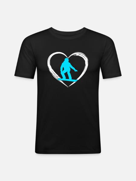 snowboarding love - Männer Slim Fit T-Shirt - Schwarz