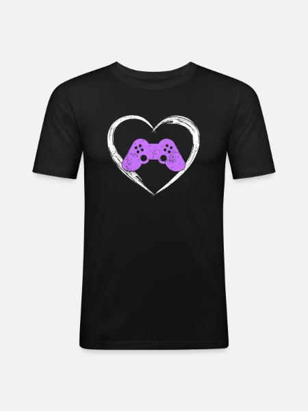 gaming love - Men's Slim Fit T-Shirt - black