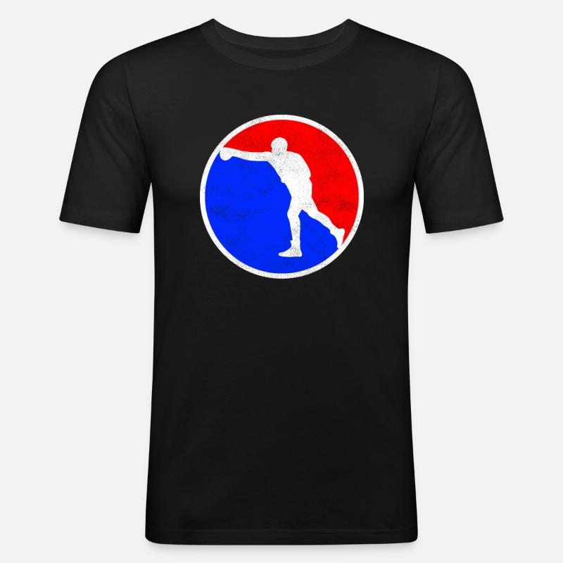 Boxen Logo - Männer Slim Fit T-Shirt - Schwarz