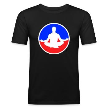 Logo de méditation - T-shirt près du corps Homme - noir - Devant - Nik (191cm)