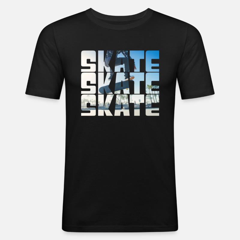 Skateboarding - Männer Slim Fit T-Shirt - Schwarz