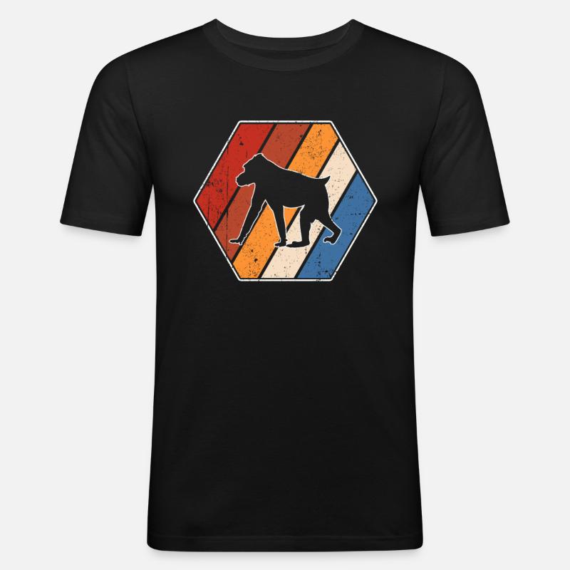 Affe Retro - Männer Slim Fit T-Shirt - Schwarz