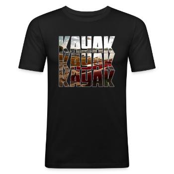 kayak - Männer Slim Fit T-Shirt - Schwarz - Vorne - Nik (191cm)