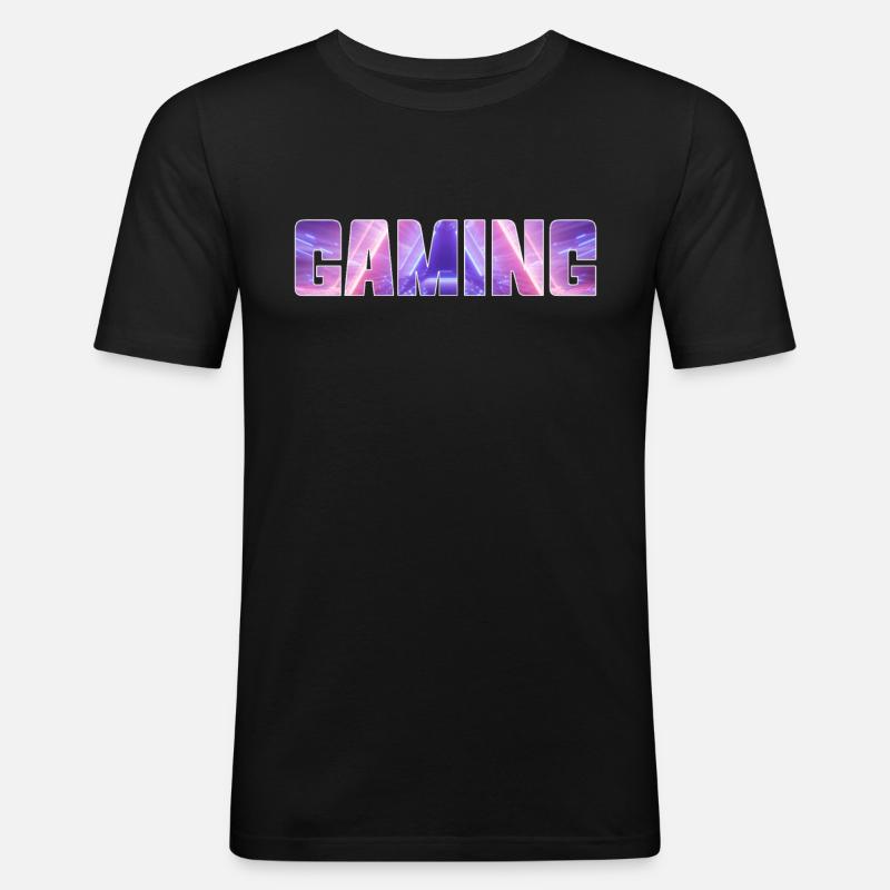 gaming - Männer Slim Fit T-Shirt - Schwarz