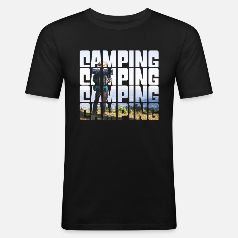camping - Männer Slim Fit T-Shirt - Schwarz