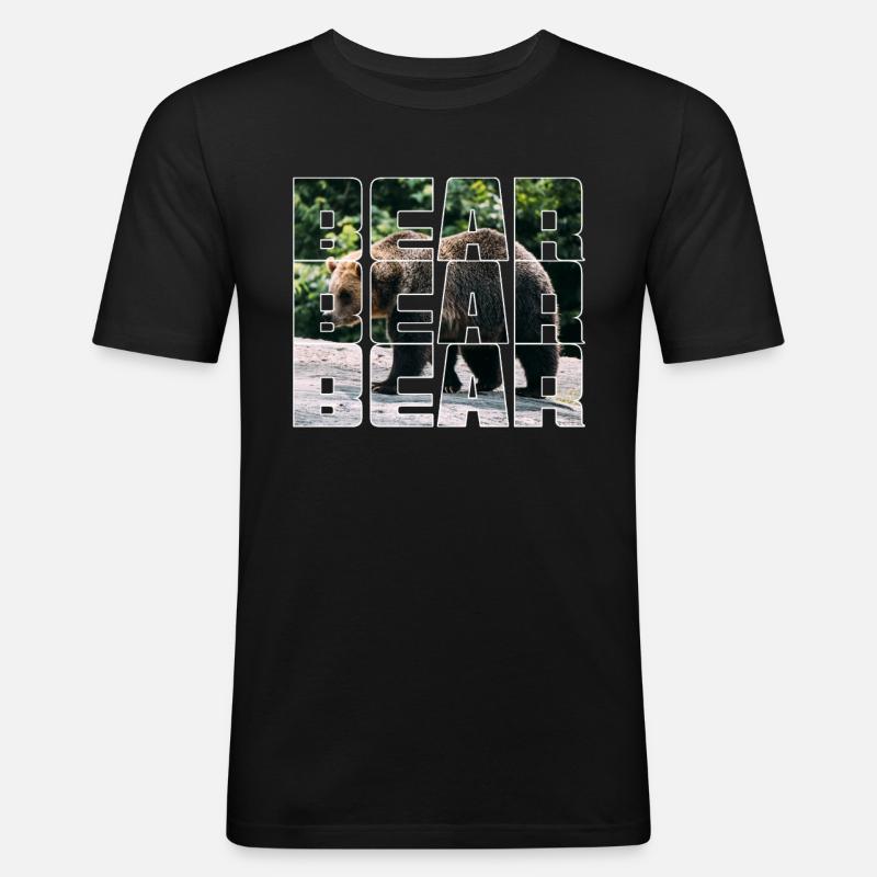 Bär - Männer Slim Fit T-Shirt - Schwarz