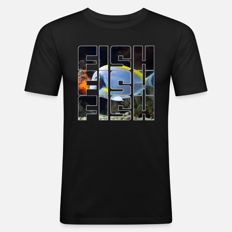 Fisch - Männer Slim Fit T-Shirt - Schwarz