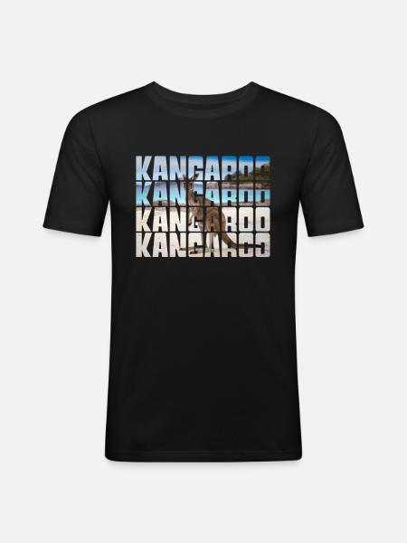 Känguru - Männer Slim Fit T-Shirt - Schwarz