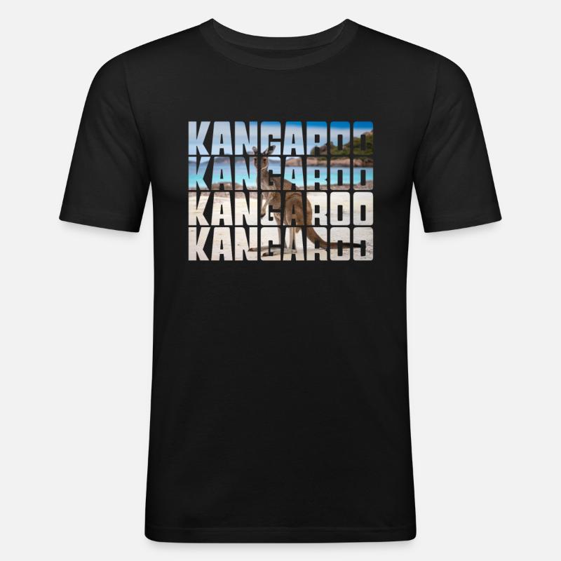 Känguru - Männer Slim Fit T-Shirt - Schwarz