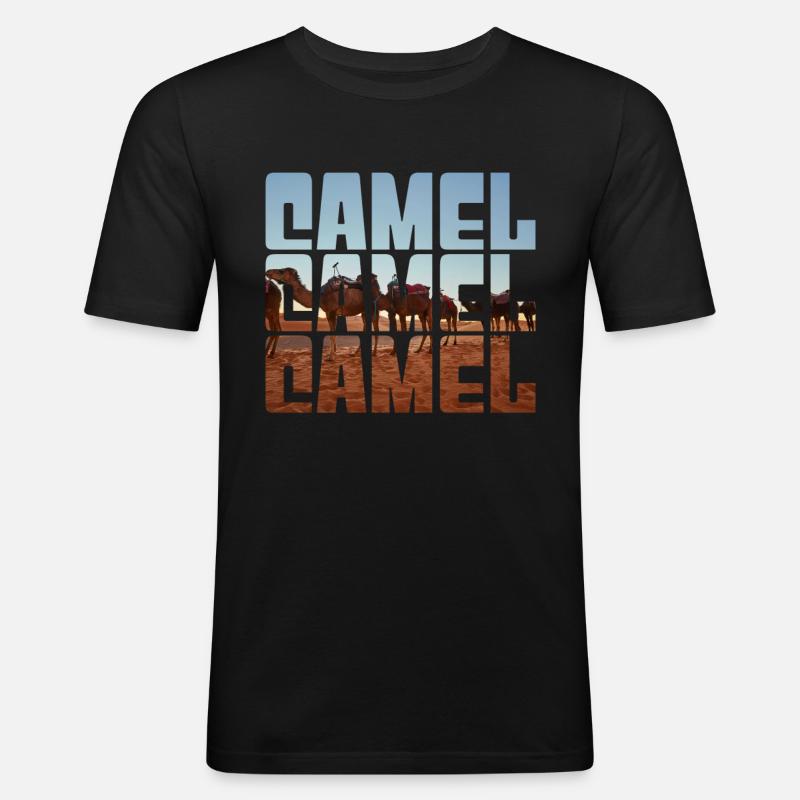 Kamel - Männer Slim Fit T-Shirt - Schwarz