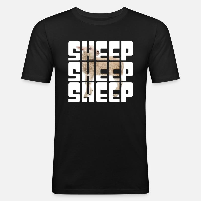 Schaf - Männer Slim Fit T-Shirt - Schwarz