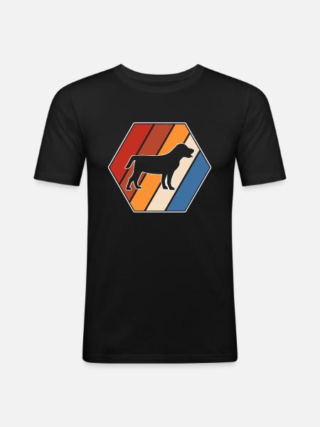 Hund Retro - Männer Slim Fit T-Shirt - Schwarz