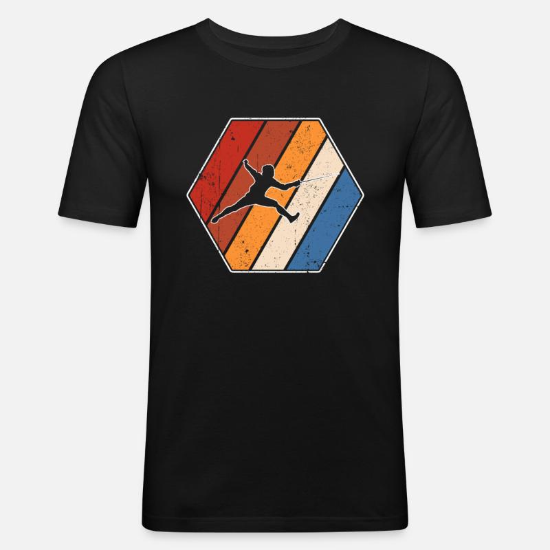 Fechten Retro - Männer Slim Fit T-Shirt - Schwarz