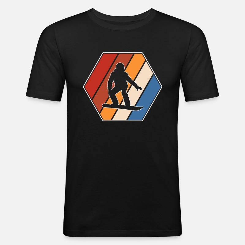 Snowboarding Retro - Männer Slim Fit T-Shirt - Schwarz