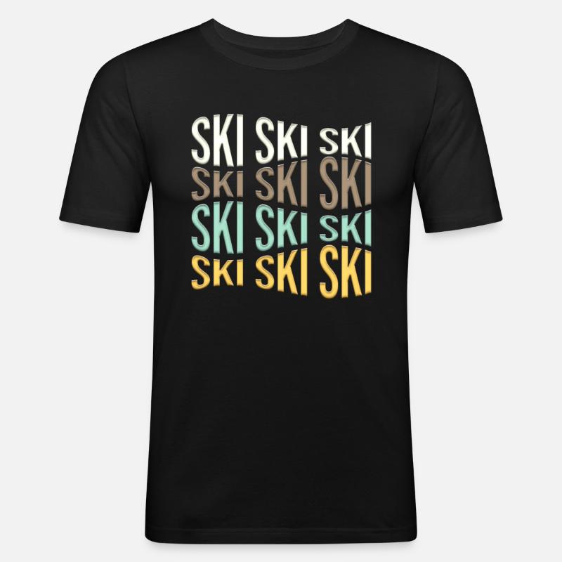 ski - Männer Slim Fit T-Shirt - Schwarz