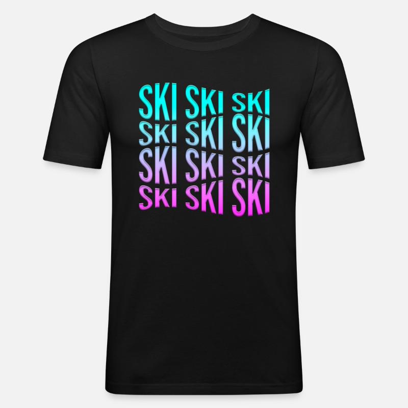 ski - Männer Slim Fit T-Shirt - Schwarz