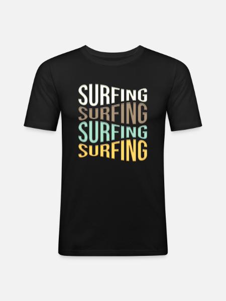 Surfen - Männer Slim Fit T-Shirt - Schwarz