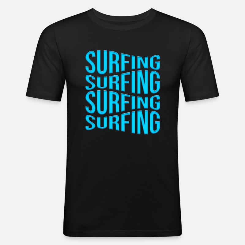 Surfen - Männer Slim Fit T-Shirt - Schwarz