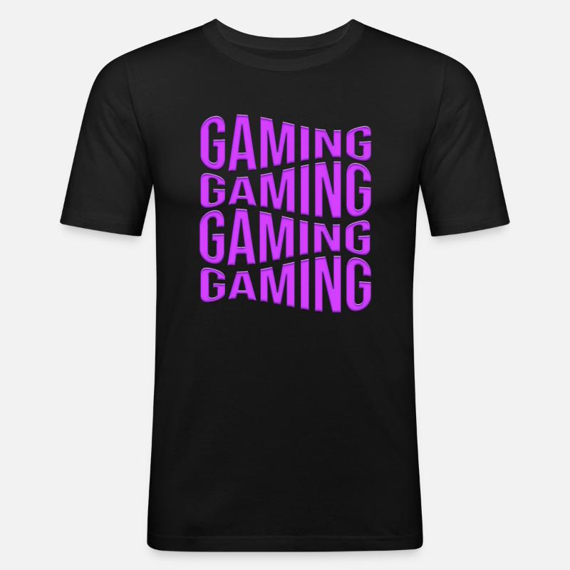 gaming - Männer Slim Fit T-Shirt - Schwarz