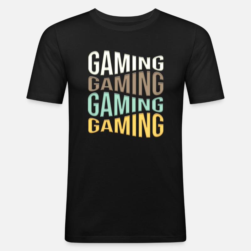 gaming - Männer Slim Fit T-Shirt - Schwarz