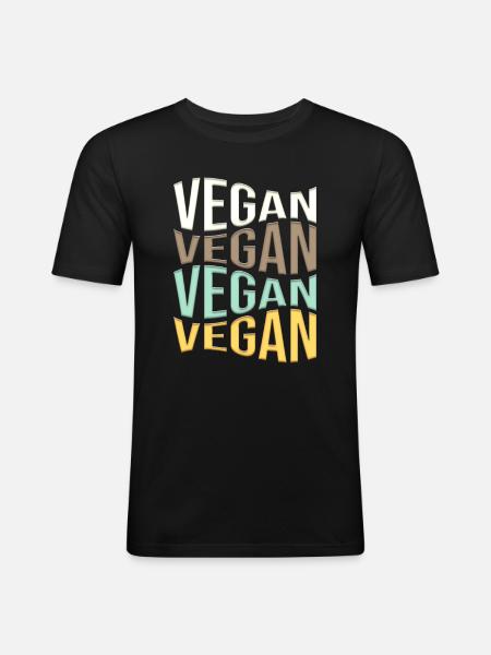 végétalien - T-shirt près du corps Homme - noir