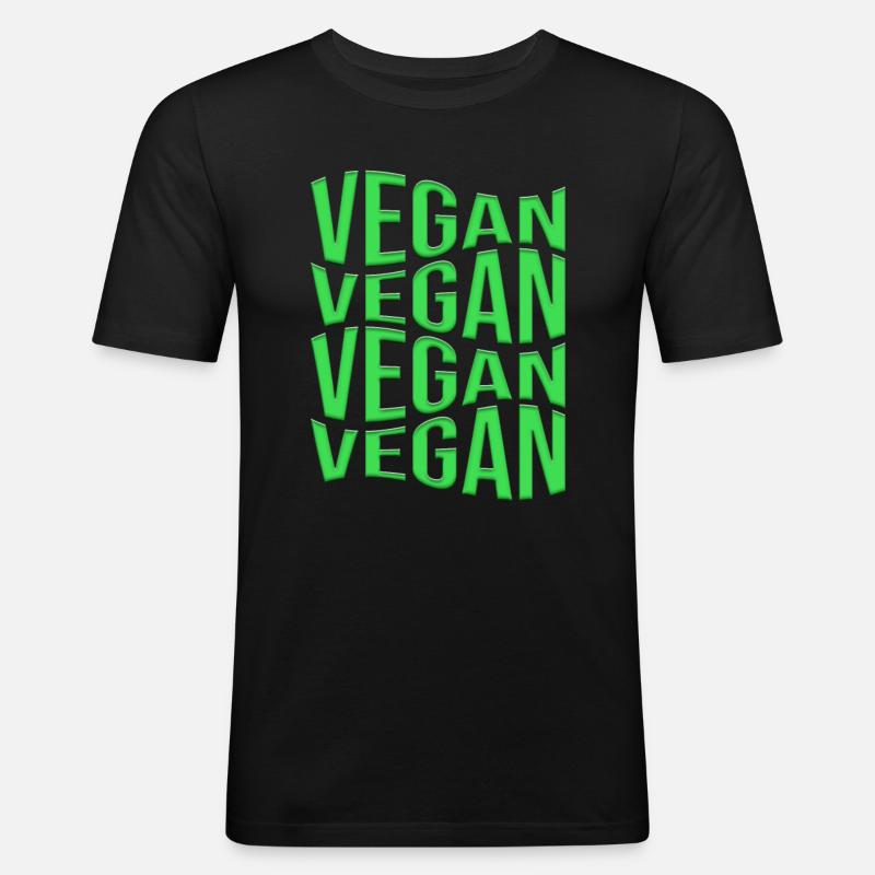 vegan - Männer Slim Fit T-Shirt - Schwarz