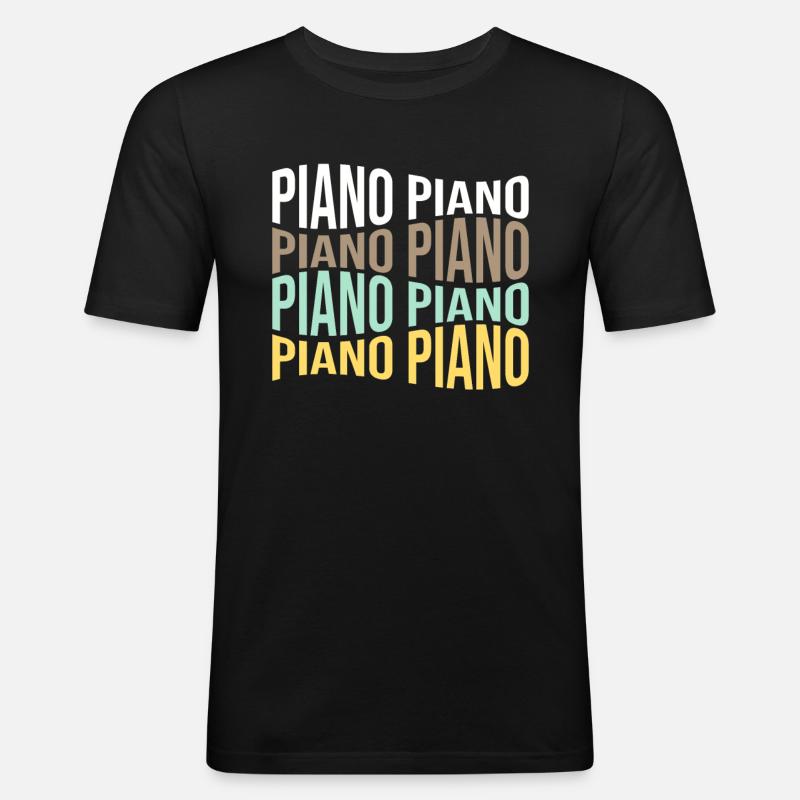 Klavier - Männer Slim Fit T-Shirt - Schwarz