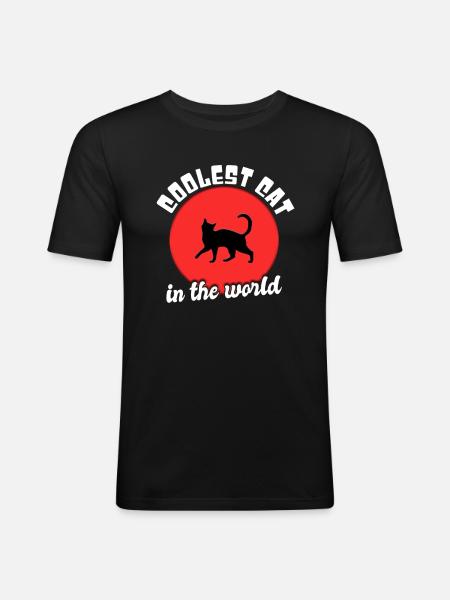 Chat cool dicton - T-shirt près du corps Homme - noir