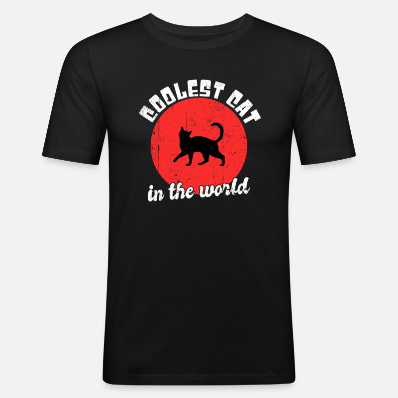 Coole Katze Spruch - Männer Slim Fit T-Shirt - Schwarz