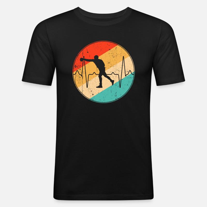 Boxen Herzschlag Retro - Männer Slim Fit T-Shirt - Schwarz