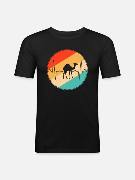 Rétro Heartbeat dromadaire - T-shirt près du corps Homme - noir