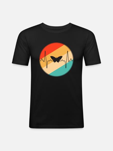 Butterfly Retro Heartbeat - Men's Slim Fit T-Shirt - black