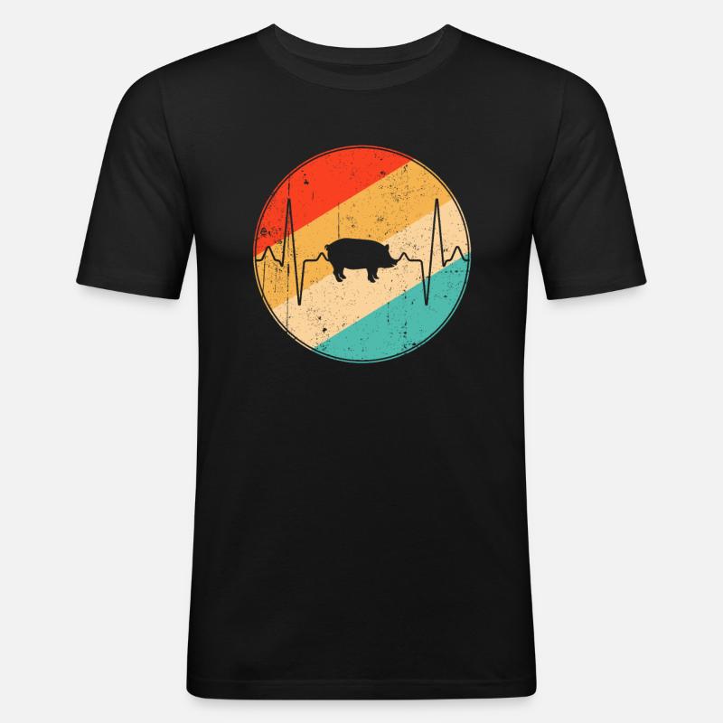Turtle Retro Heartbeat - Men's Slim Fit T-Shirt - black
