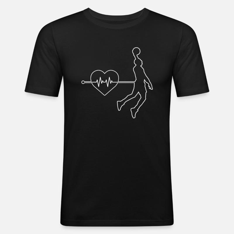 Basketball Herzschlag - Männer Slim Fit T-Shirt - Schwarz