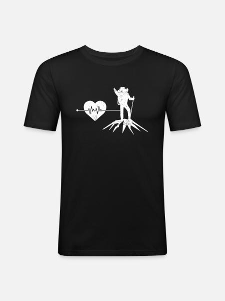 Mountaineering heartbeat - Men's Slim Fit T-Shirt - black