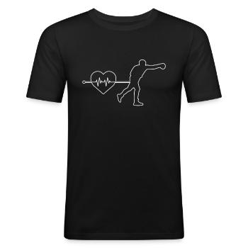 Battement de cœur de boxe - T-shirt près du corps Homme - noir - Devant - Nik (191cm)